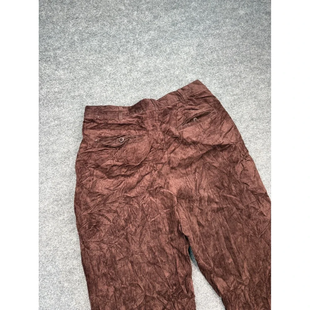 Trust Mens Brown Corduroy Pants 32x30 Relaxed Straight‎ Leg Pleated Cotton 32X30